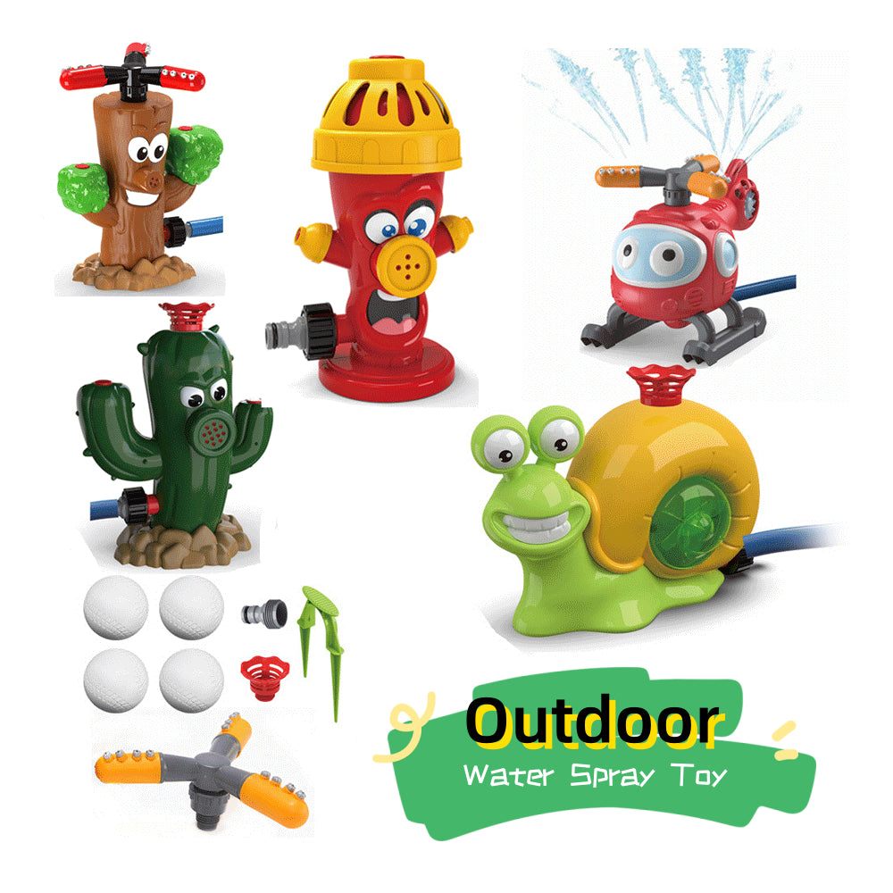 Kids playing with a garden sprinkler
