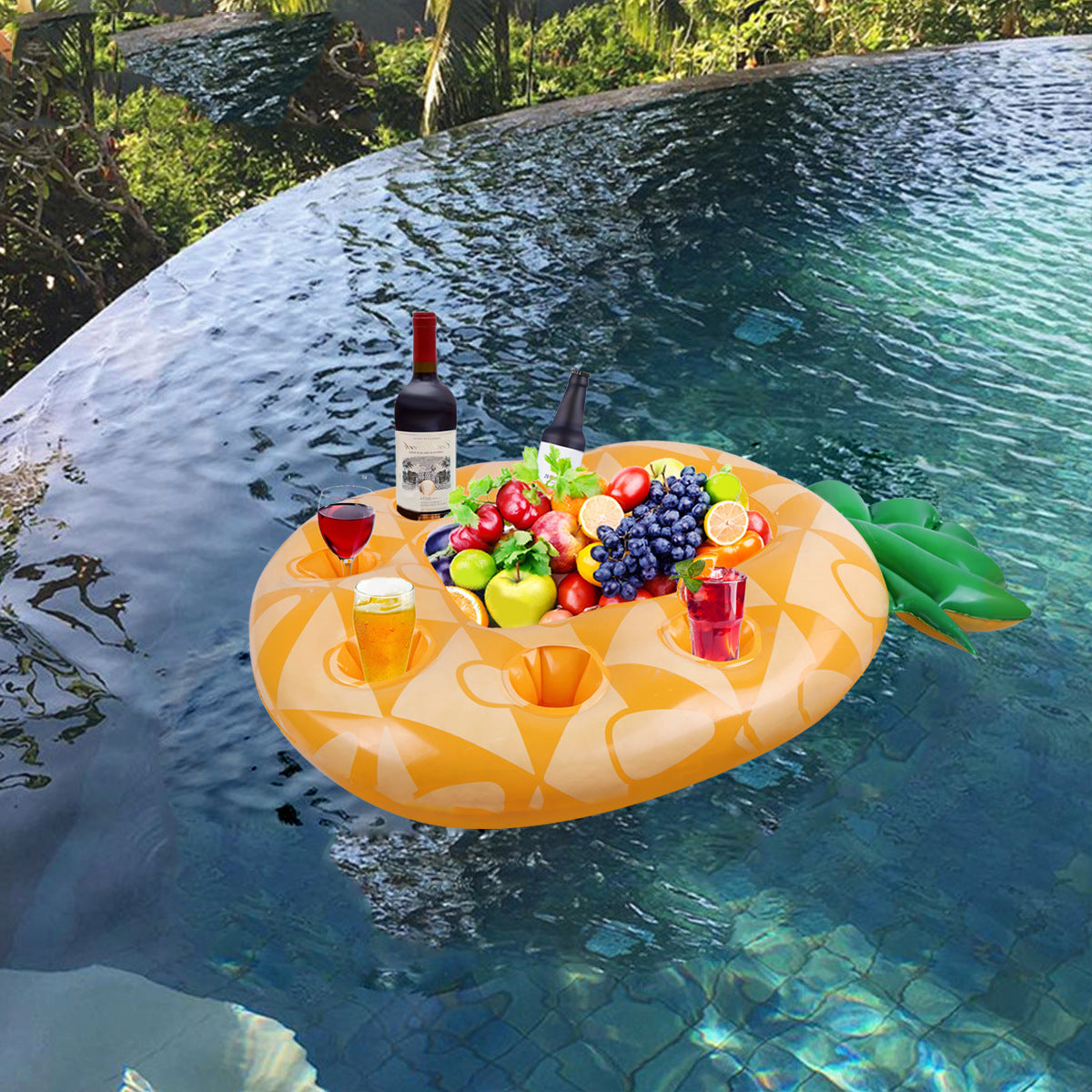 Pineapple Drink Cooler Float - Inflatable Pool Cup Holder