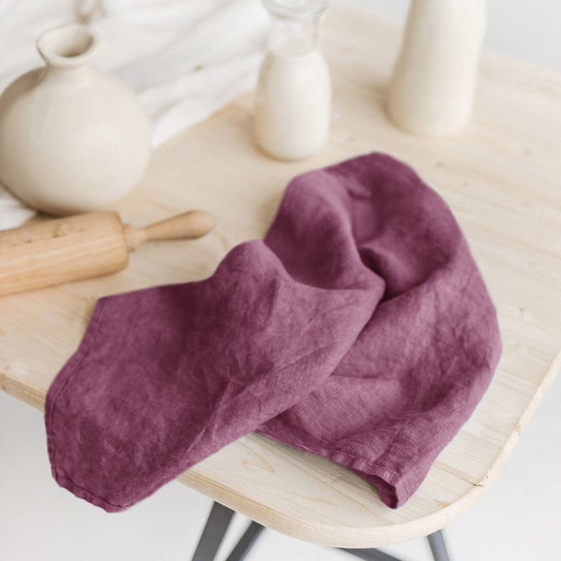 European Linen Tea Towel with Hanging Loop - 14 Designer Colours