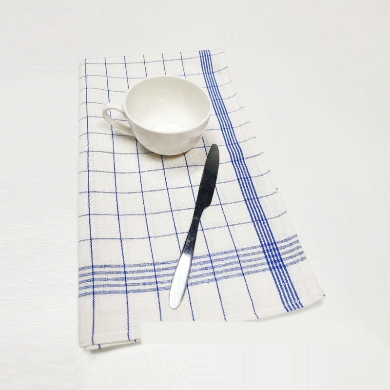 Classic French Check Tea Towel - Blue & White Yarn-Dyed