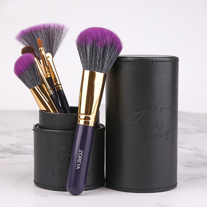 Makeup brush set with holder