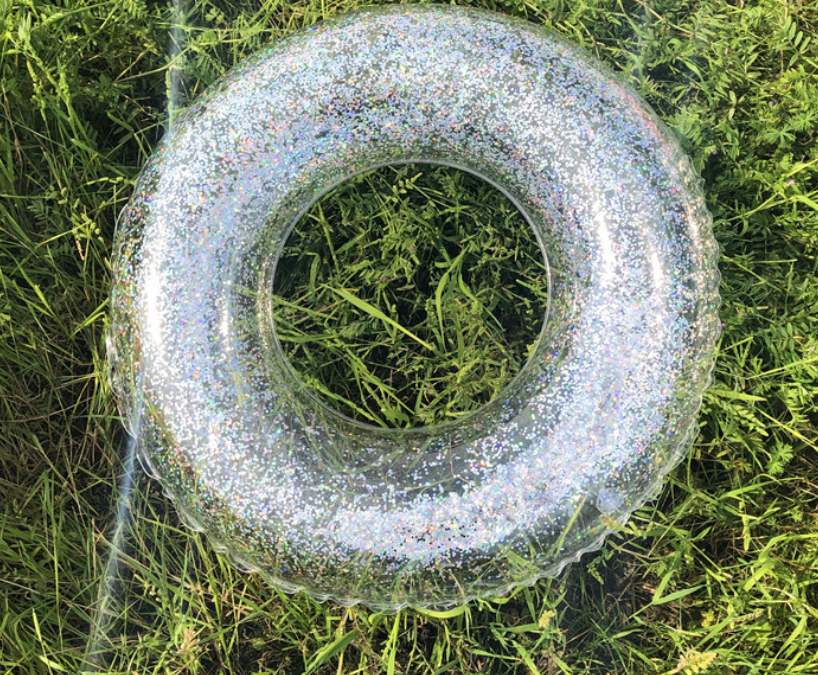 Clear Glitter Pool Ring - Inflatable Swim Ring 80cm or 90cm