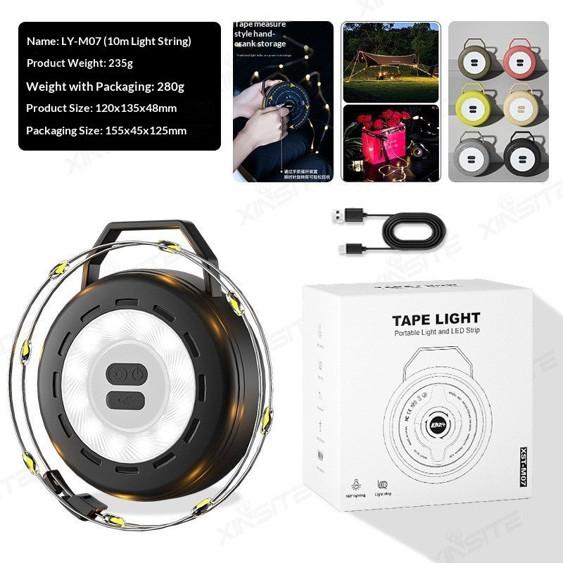 Tape Measure Camping String Lights - Retractable LED Lantern