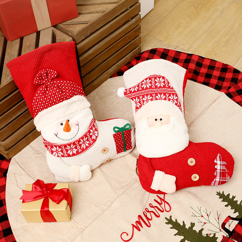 Knitted red and white Christmas stocking - view 6