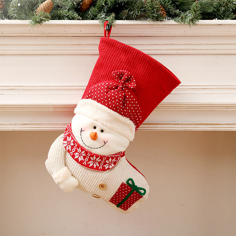 Knitted red and white Christmas stocking - view 3