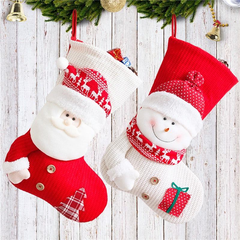 Knitted red and white Christmas stocking - view 10