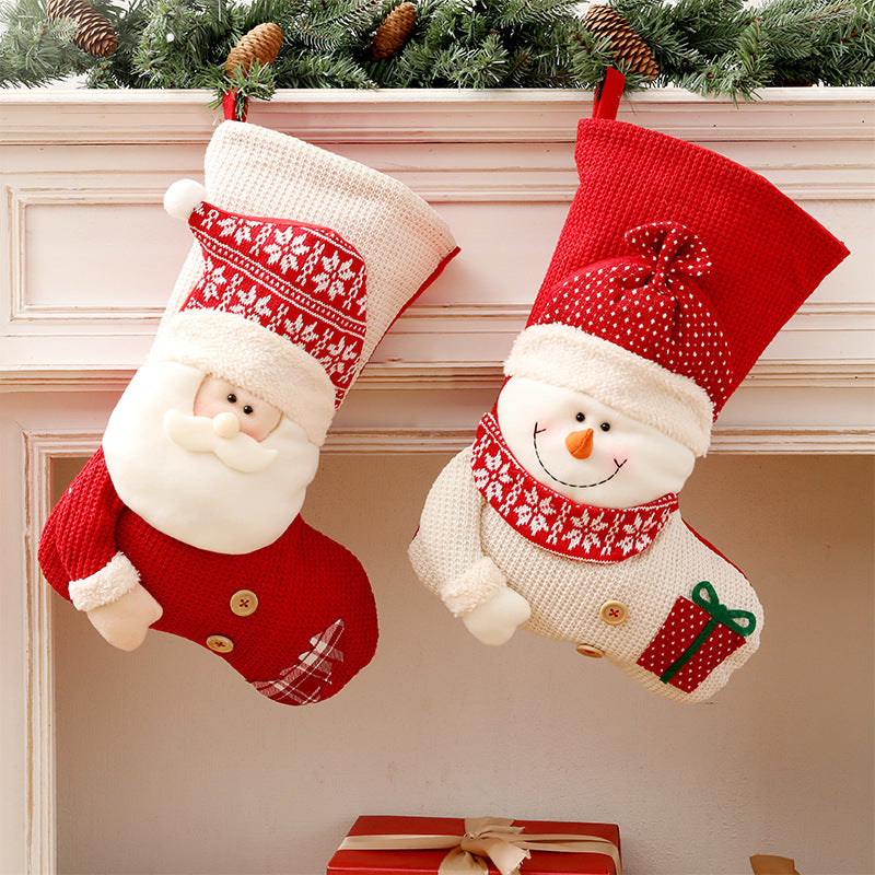 Knitted red and white Christmas stocking - view 8