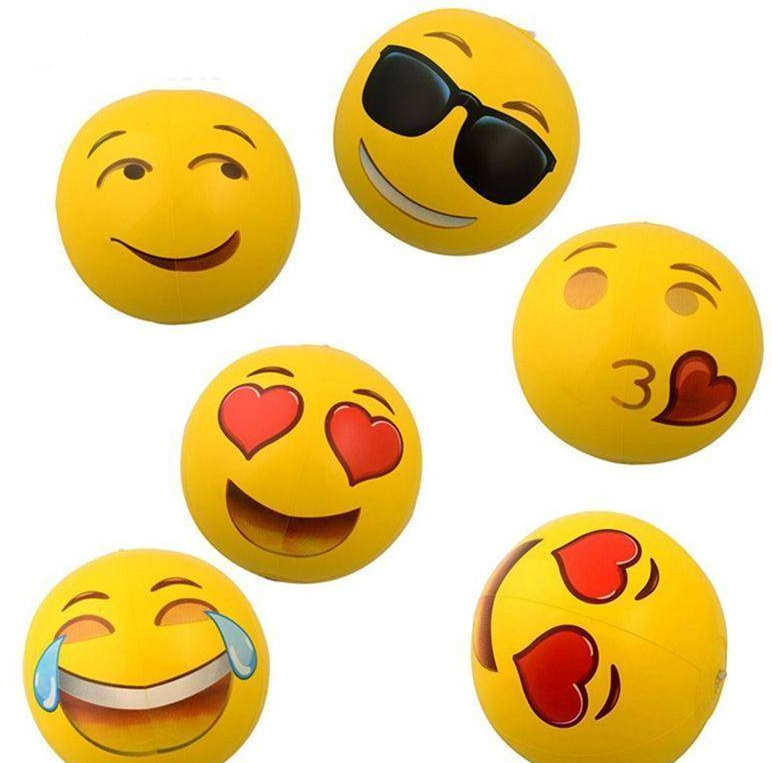 Emoji Beach Balls 6 Pack - Inflatable Pool & Beach Balls