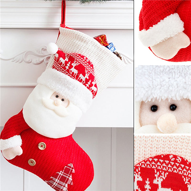 Knitted red and white Christmas stocking - view 9