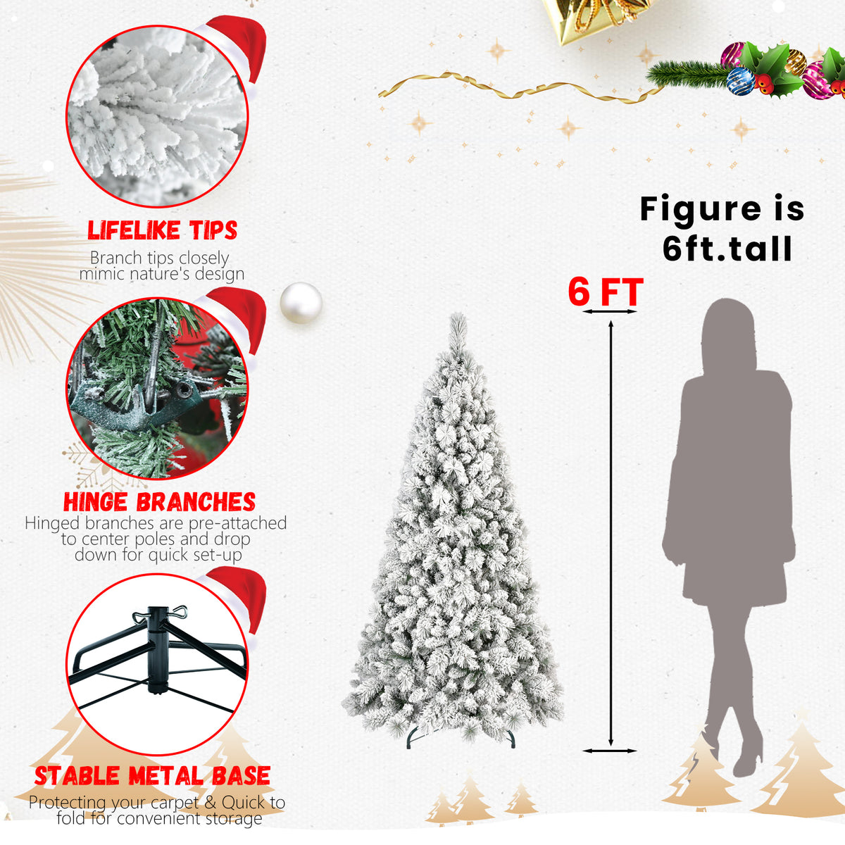 Snow flocked artificial Christmas tree - view 4