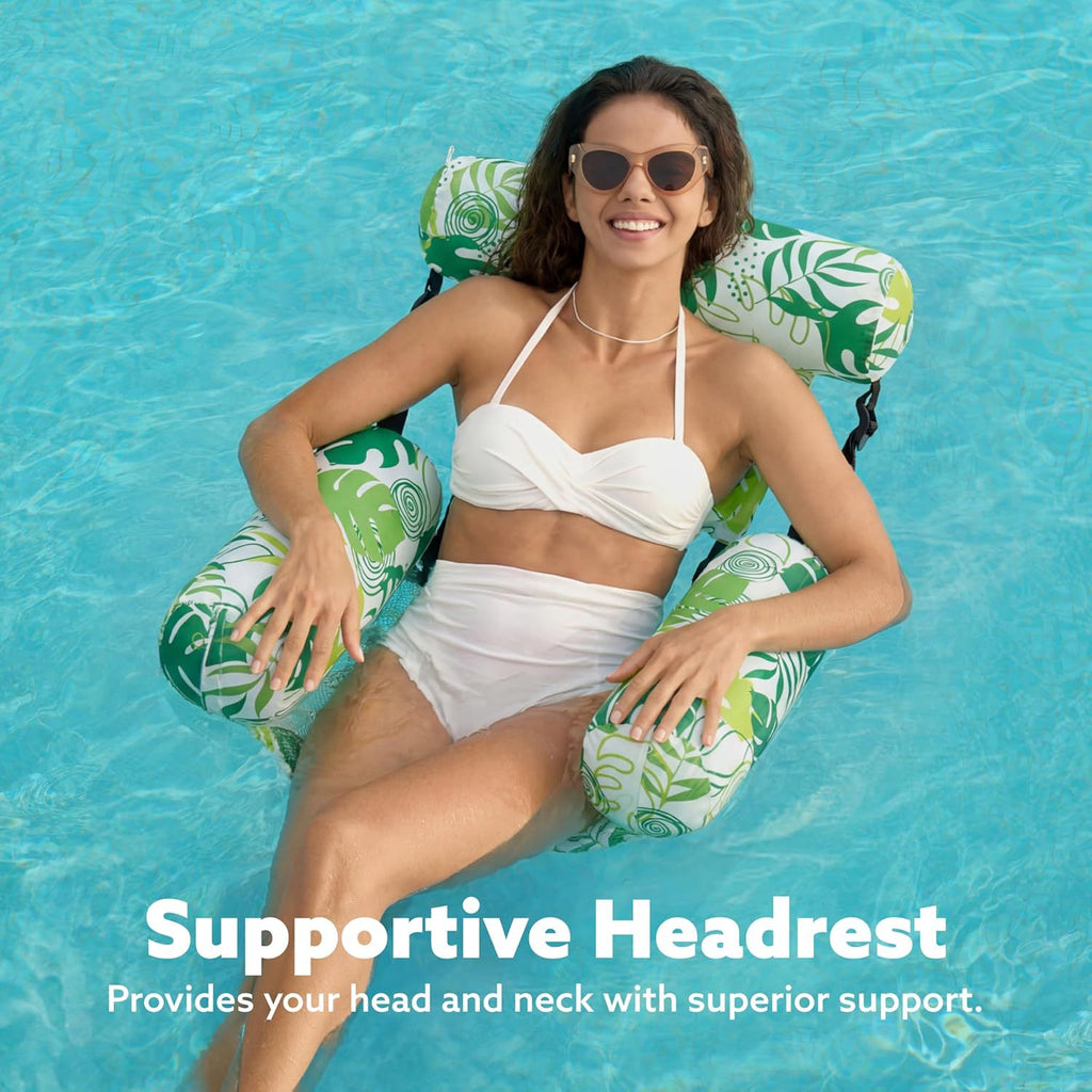 Foldable Water Hammock Lounger - Inflatable Pool Float with Mesh