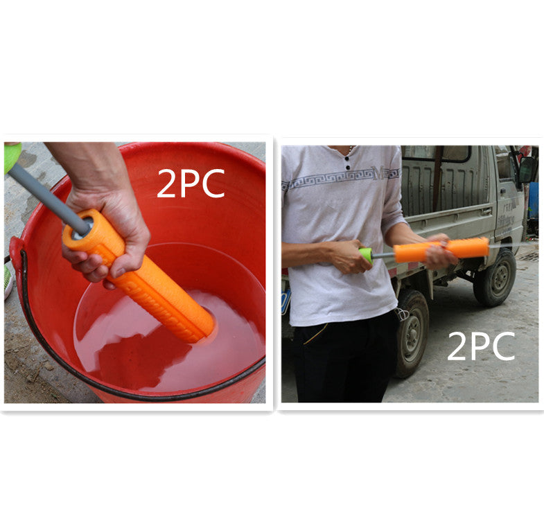 Foam water blaster 2-pack in use