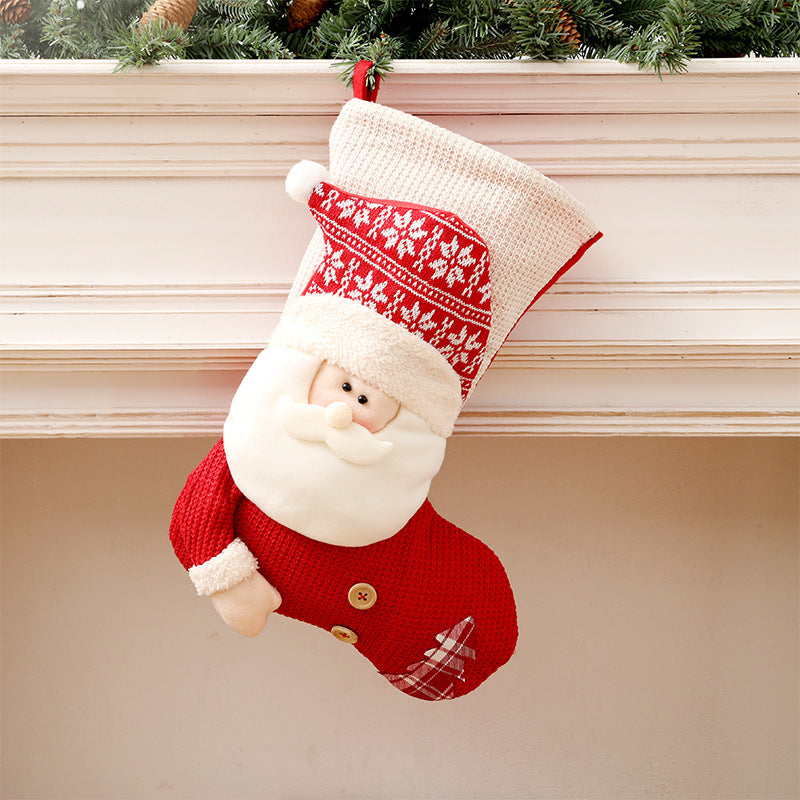 Knitted red and white Christmas stocking - view 5