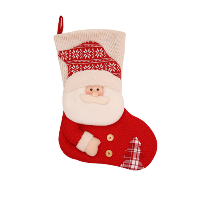 Knitted red and white Christmas stocking - view 2