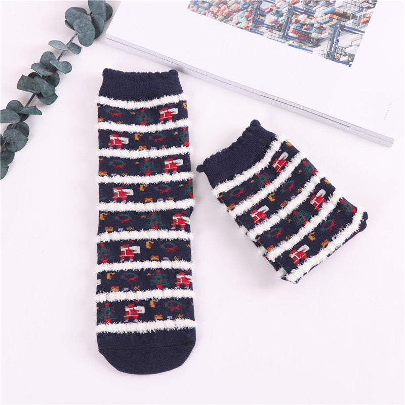 Fluffy Christmas Bed Socks - Santa, Snowman & Reindeer
