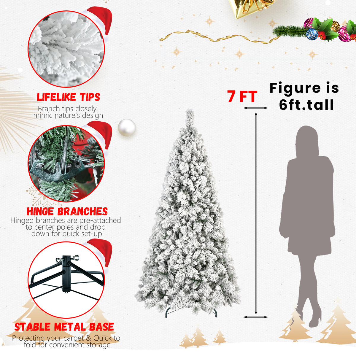 Snow flocked artificial Christmas tree - view 9