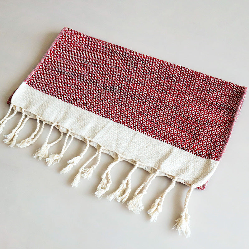 Turkish Style Tassel Tea Towel - Herringbone Cotton, 7 Colours