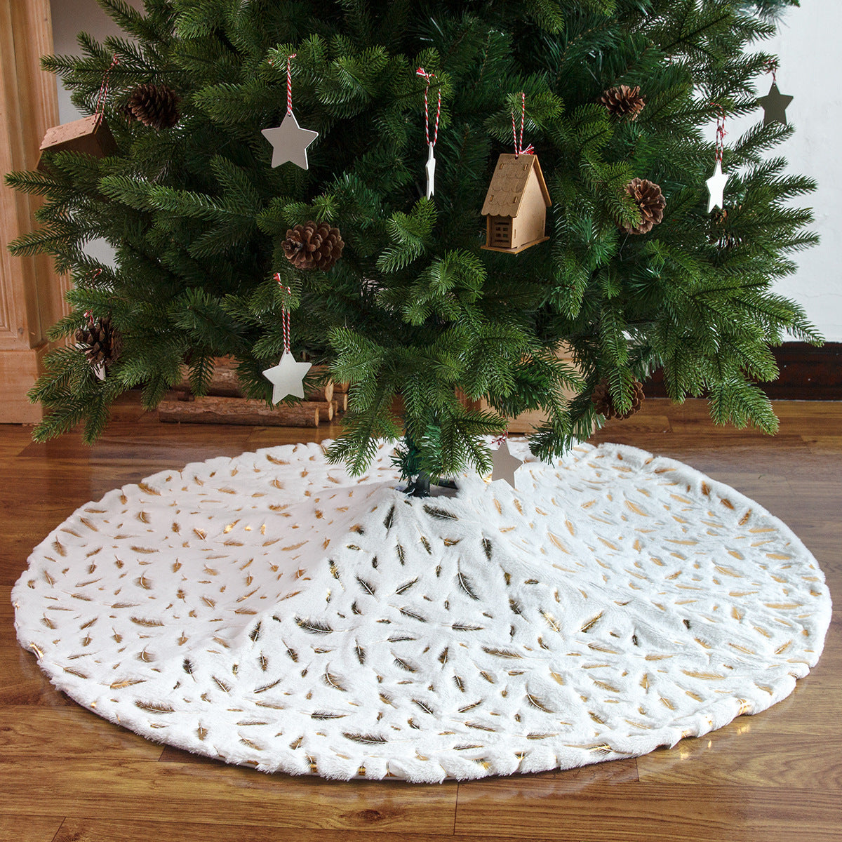 White plush Christmas tree skirt