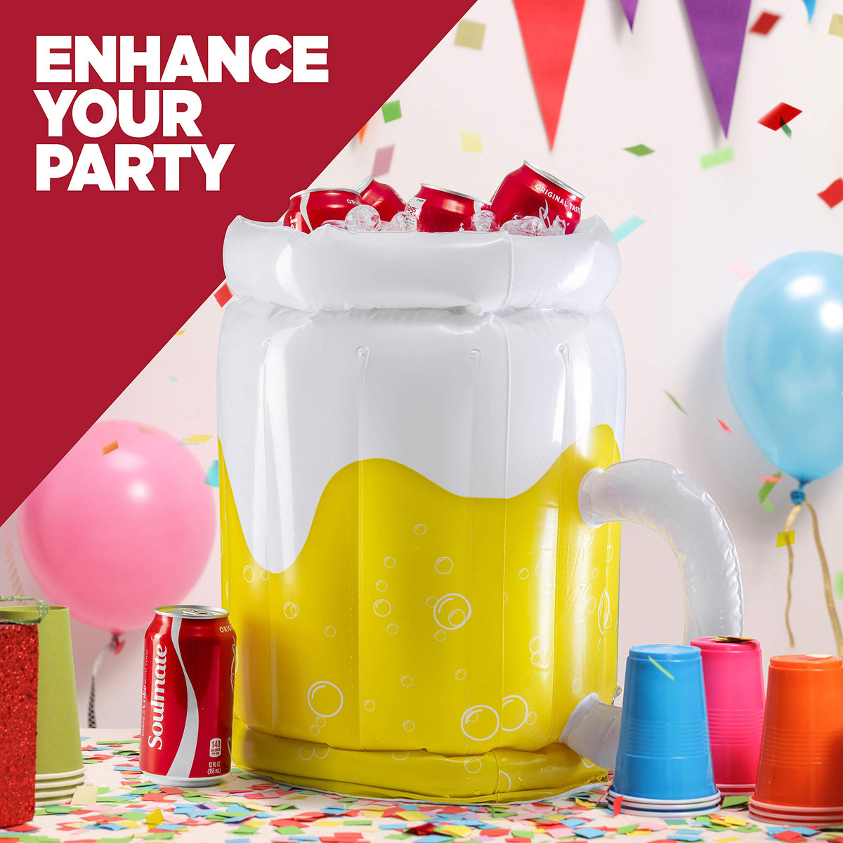 Giant Beer Mug Cooler - Inflatable Drinks Cooler for Pool & BBQ