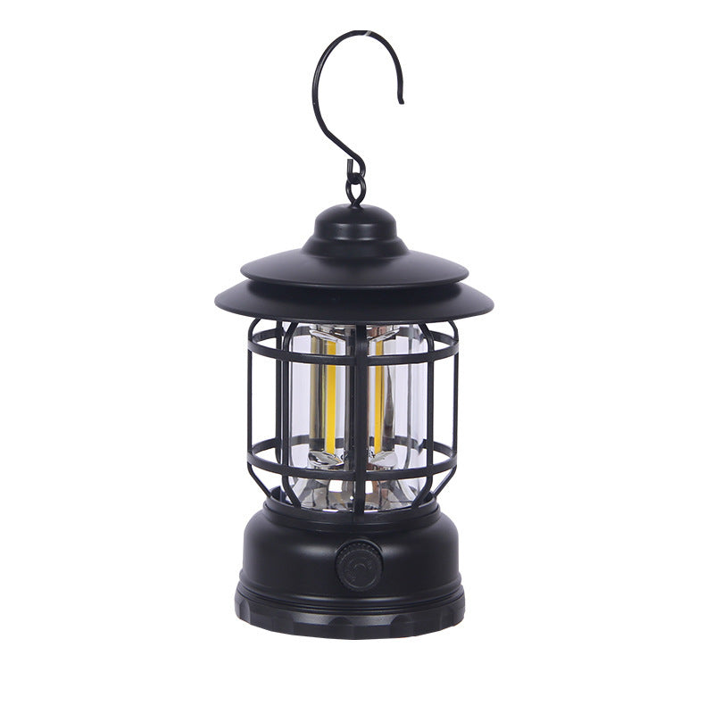 Vintage Metal Camping Lantern - Rechargeable COB LED