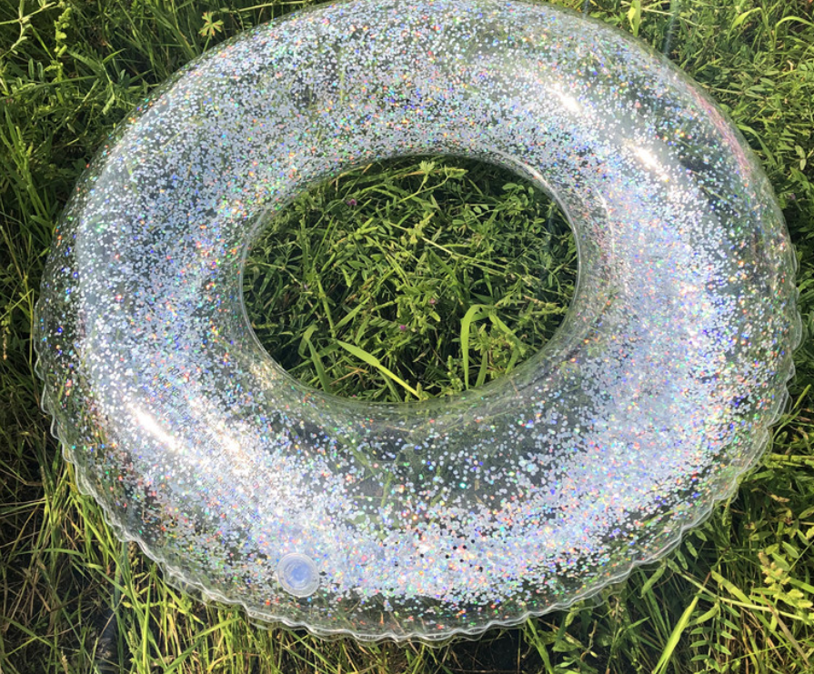 Clear Glitter Pool Ring - Inflatable Swim Ring 80cm or 90cm
