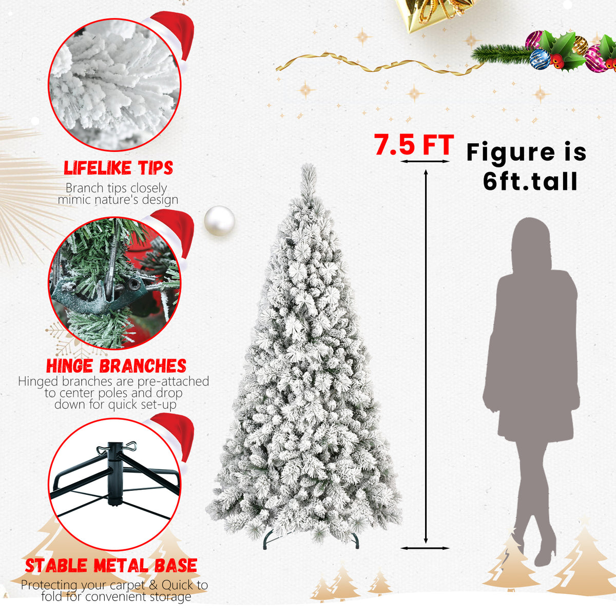 Snow flocked artificial Christmas tree - view 6