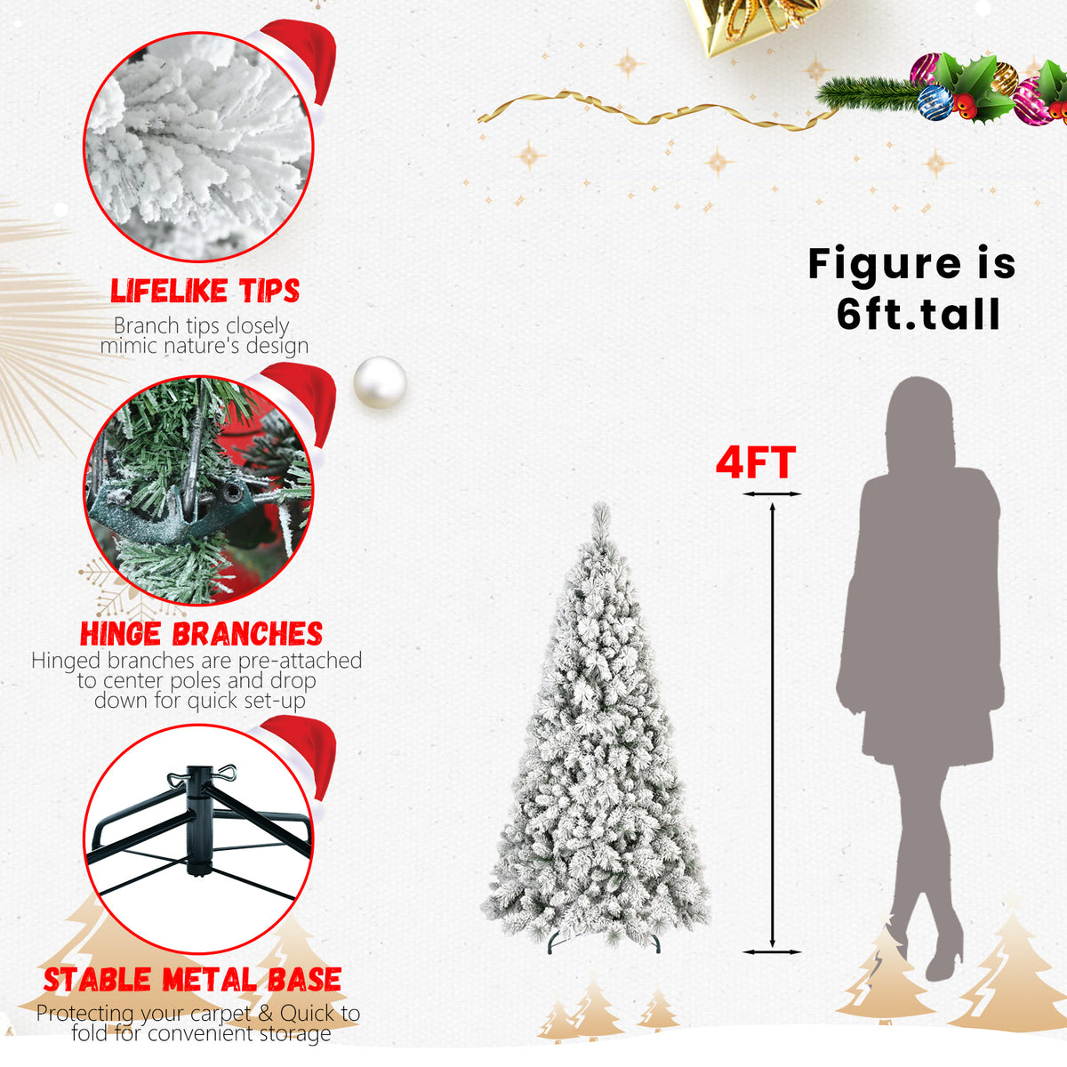 Snow flocked artificial Christmas tree - view 3