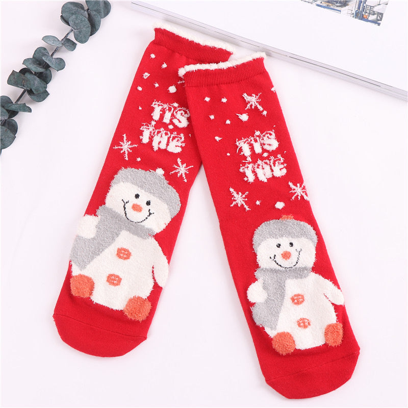 Fluffy Christmas Bed Socks - Santa, Snowman & Reindeer