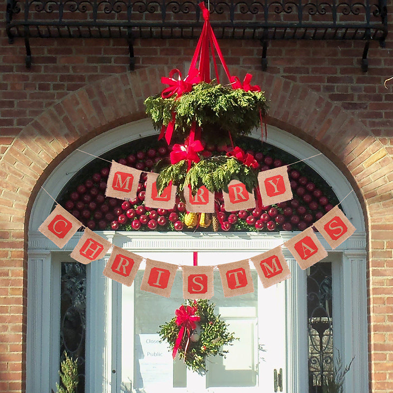 Merry Christmas burlap banner