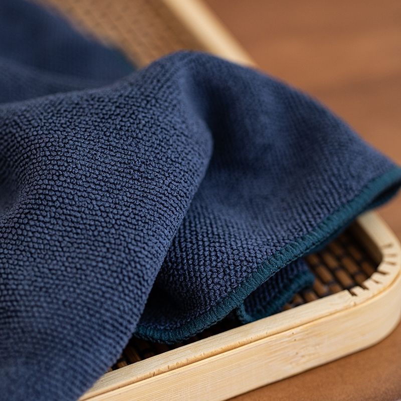 Embroidered Trim Tea Towel - Thick Cotton Linen, Oriental Border