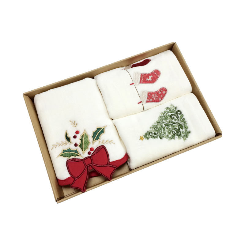 Christmas embroidered tea towel