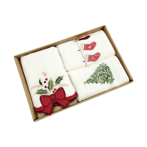 Christmas embroidered tea towel