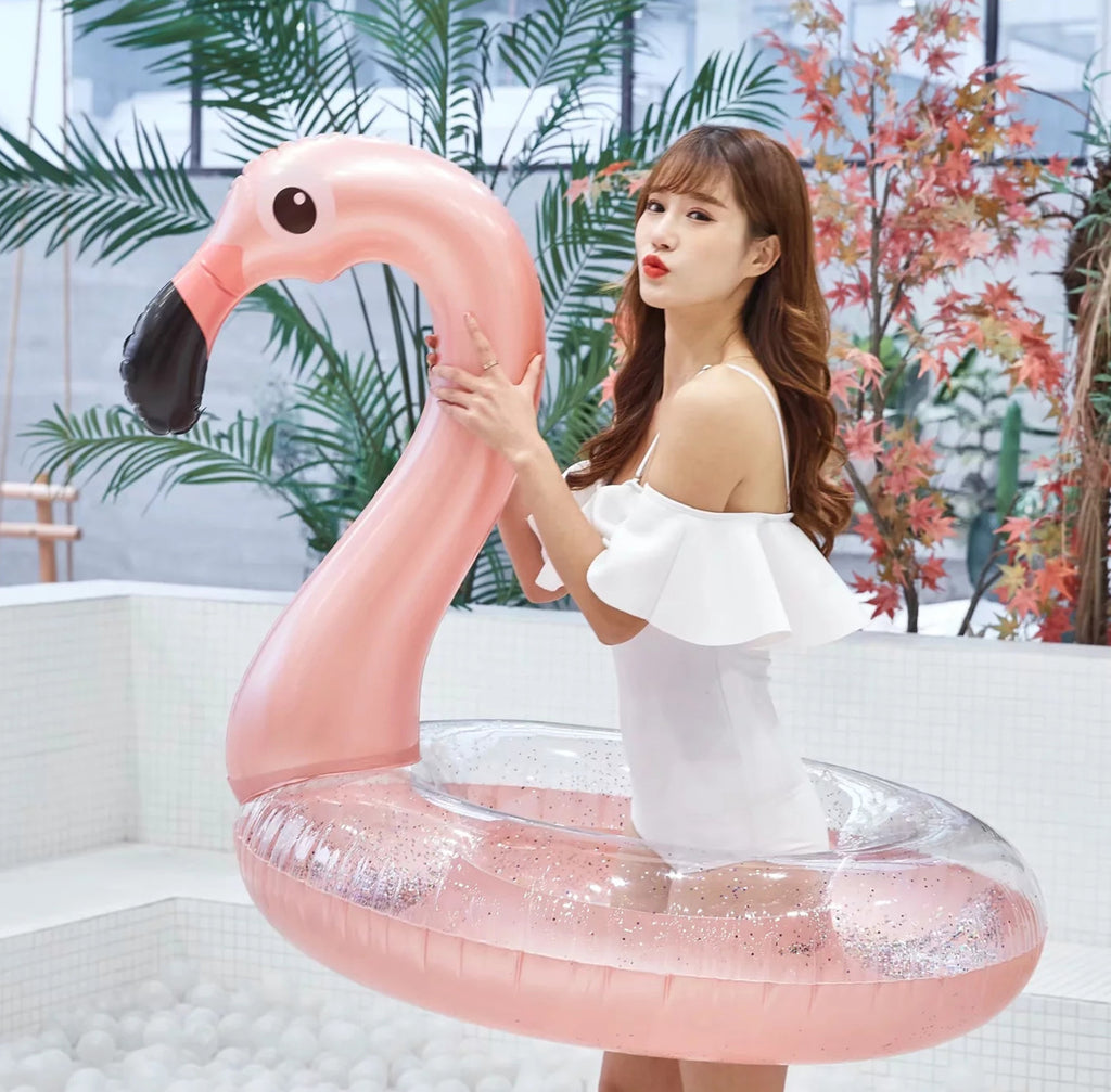 Rose gold flamingo pool ring