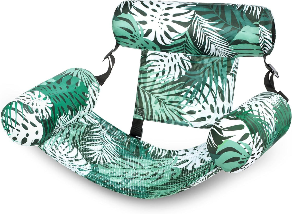 Foldable Water Hammock Lounger - Inflatable Pool Float with Mesh