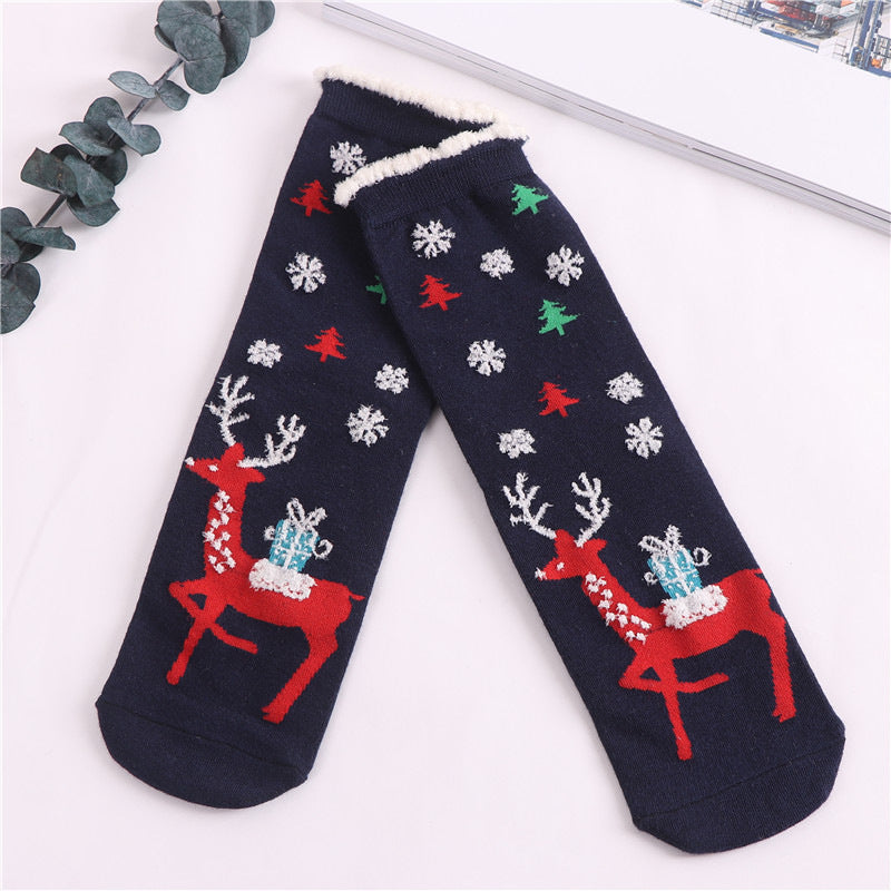 Fluffy Christmas Bed Socks - Santa, Snowman & Reindeer