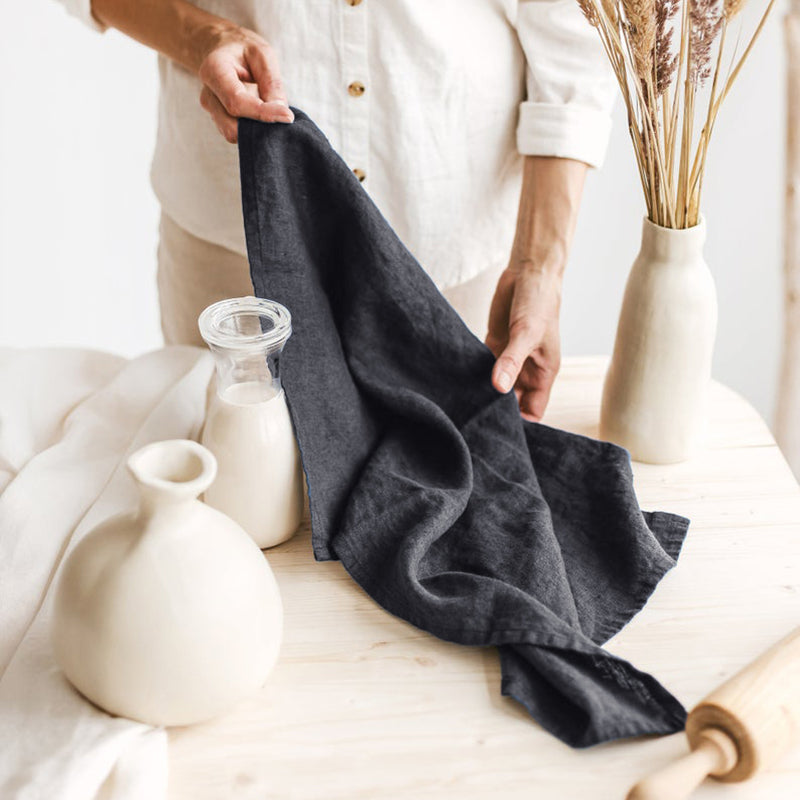 European Linen Tea Towel with Hanging Loop - 14 Designer Colours