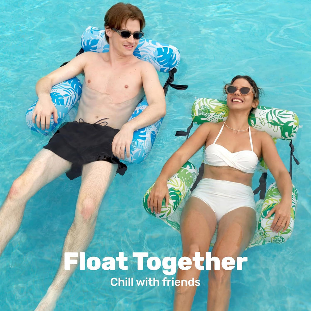 Foldable Water Hammock Lounger - Inflatable Pool Float with Mesh
