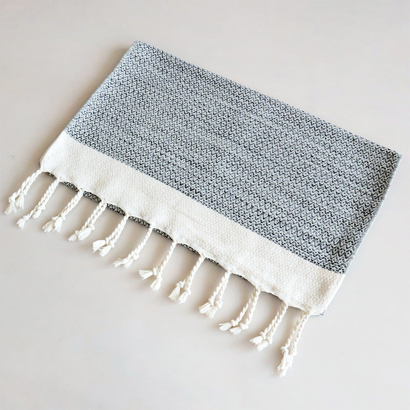 Turkish Style Tassel Tea Towel - Herringbone Cotton, 7 Colours