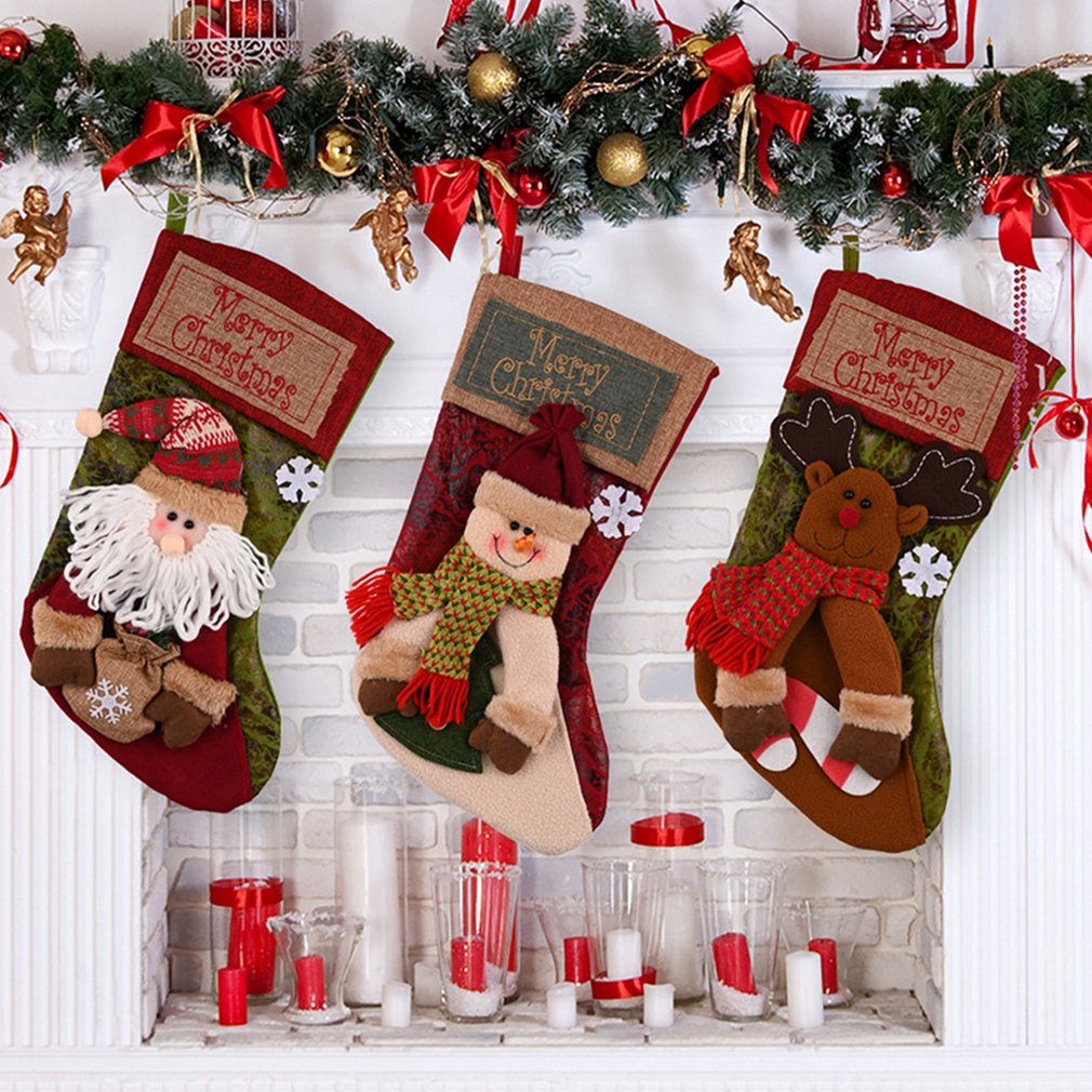 Christmas stocking with plush trim