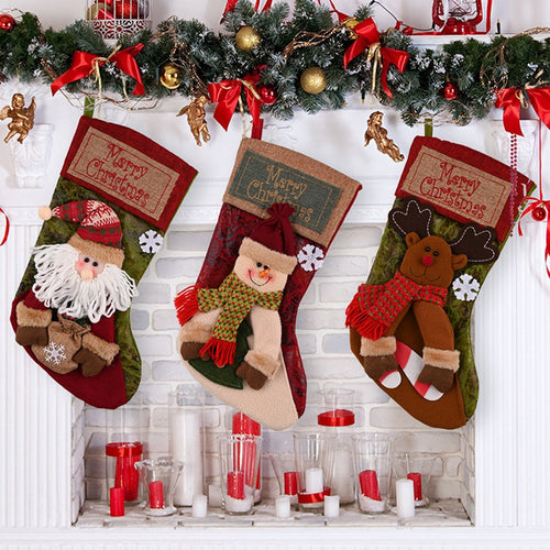 Christmas stocking with plush trim