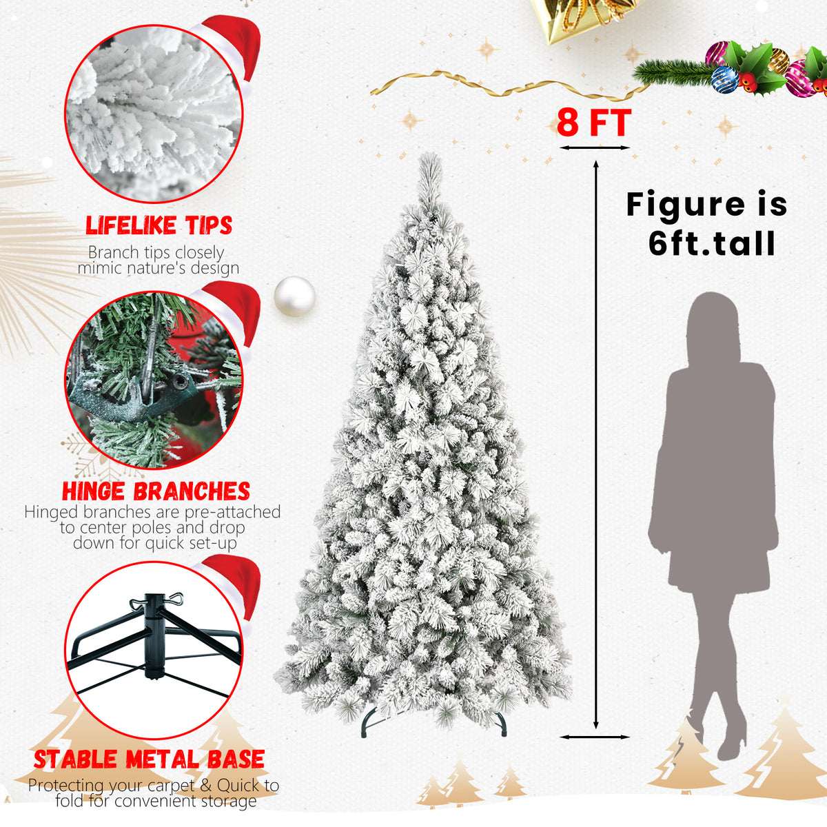 Snow flocked artificial Christmas tree - view 7