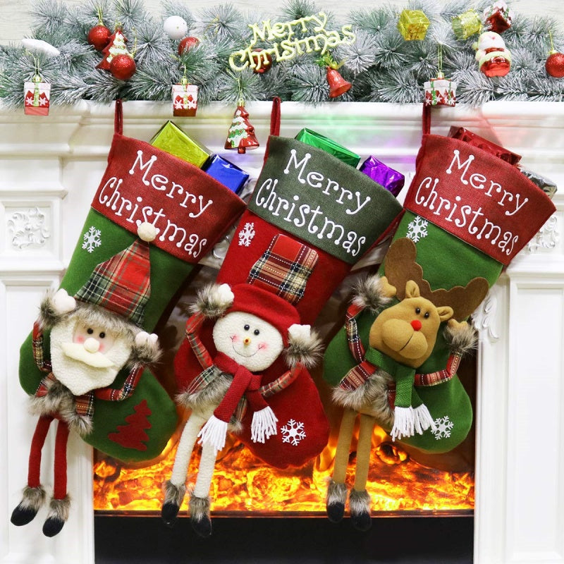 Large 3D plush Christmas stocking