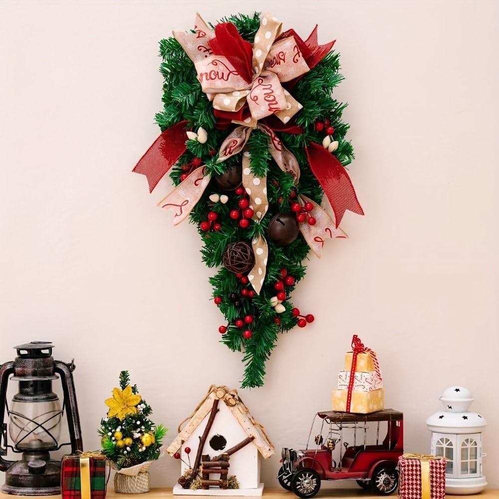 Candy cane Christmas door wreath