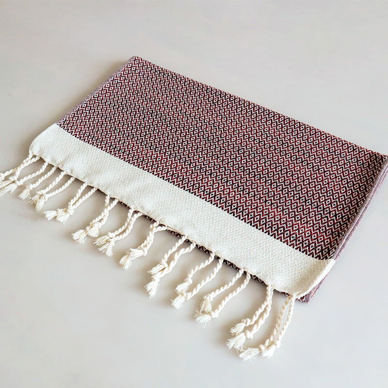 Turkish Style Tassel Tea Towel - Herringbone Cotton, 7 Colours