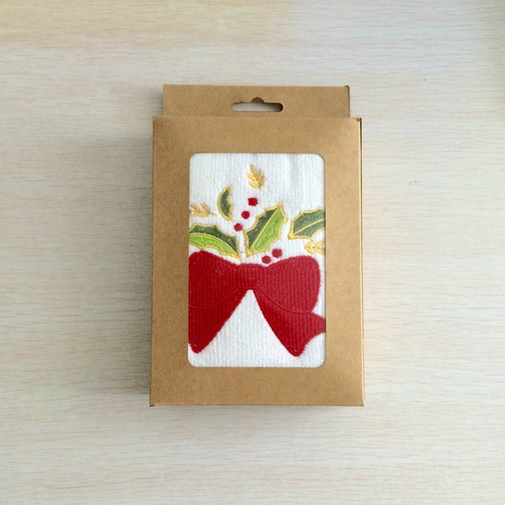 Christmas Embroidered Tea Towel - Single or 3 Pack Gift Box
