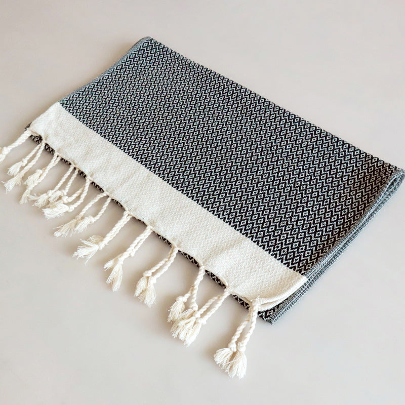 Turkish Style Tassel Tea Towel - Herringbone Cotton, 7 Colours