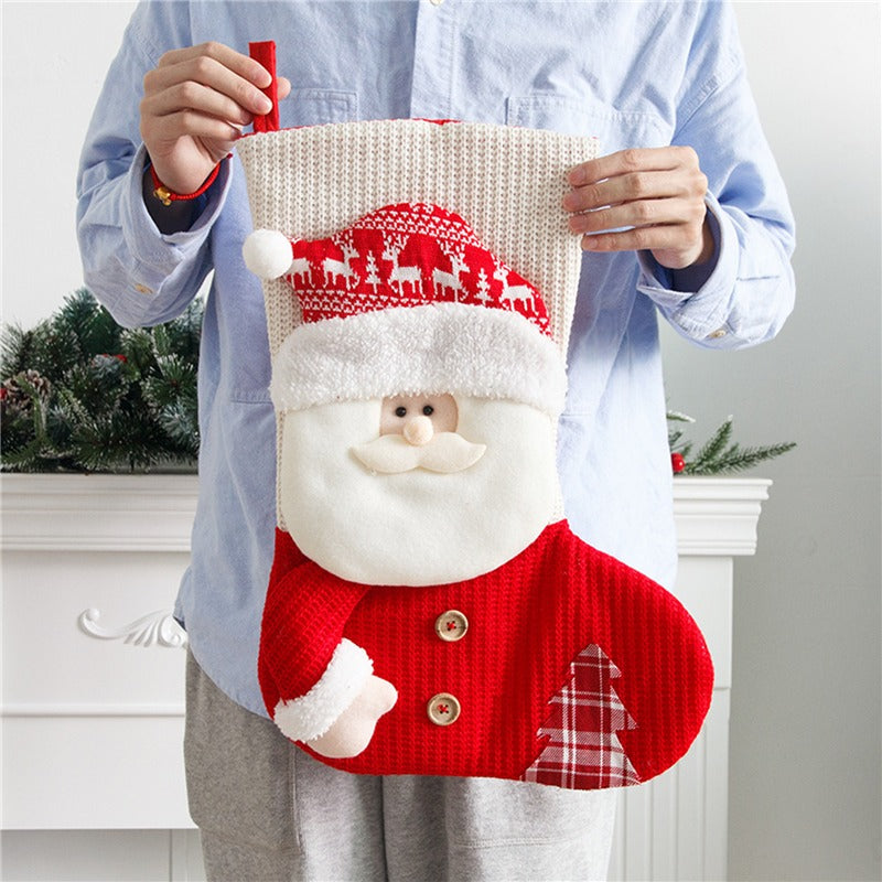 Knitted red and white Christmas stocking - view 7