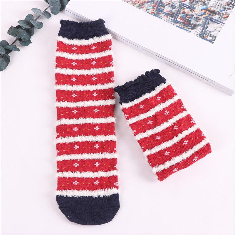 Fluffy Christmas Bed Socks - Santa, Snowman & Reindeer