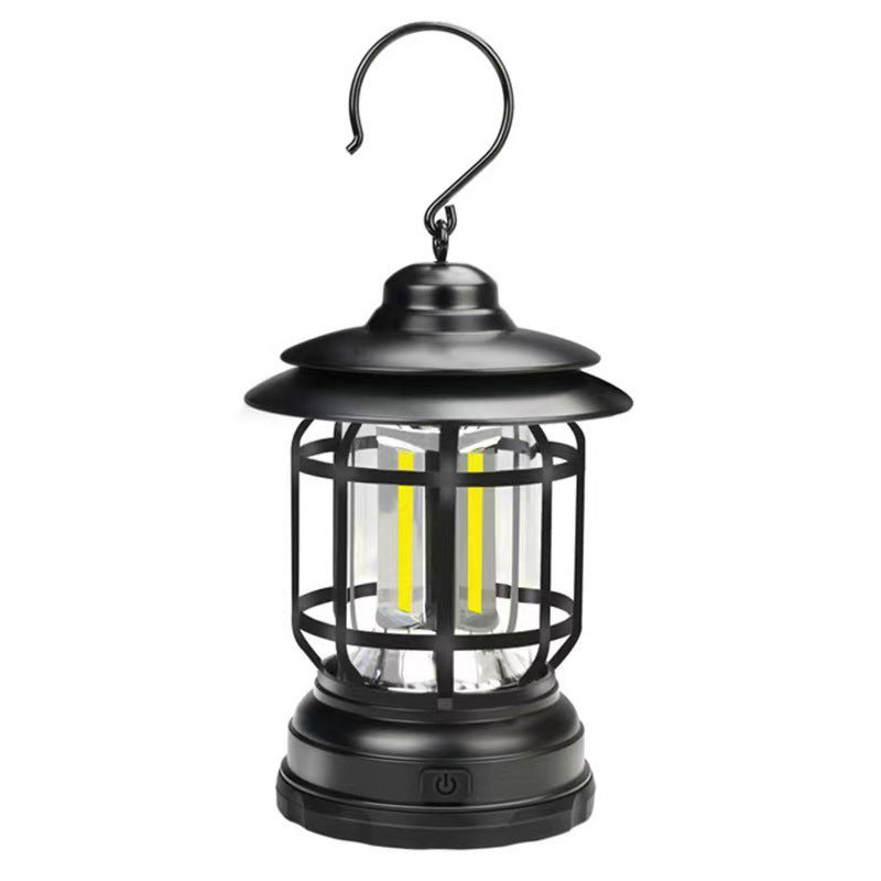 Vintage Metal Camping Lantern - Rechargeable COB LED