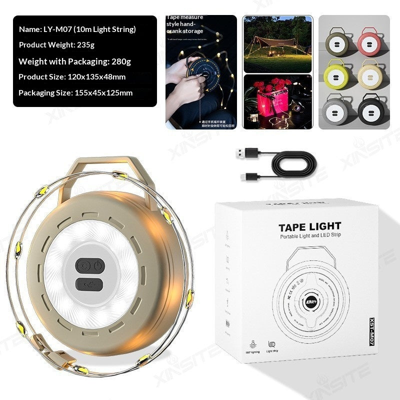 Tape Measure Camping String Lights - Retractable LED Lantern